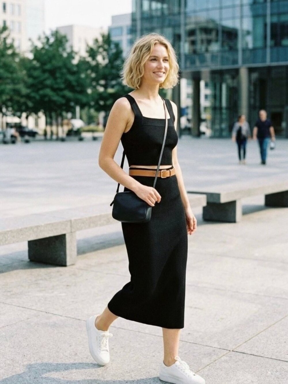 ARITZIA BABATON Sculpt Knit Criss Cross Cropped Tank Top Black Small